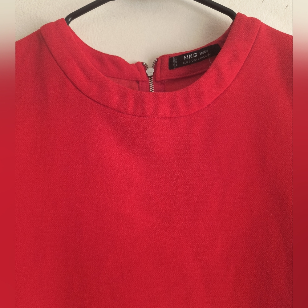 Mng Cherry Red Basic Pullover Box Mini Dress Size… - image 2